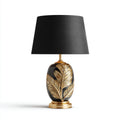 Lampada da tavolo in metallo e tessuto 30x30x55 cm - nero e oro - per illuminazione ambientale con stile elegante