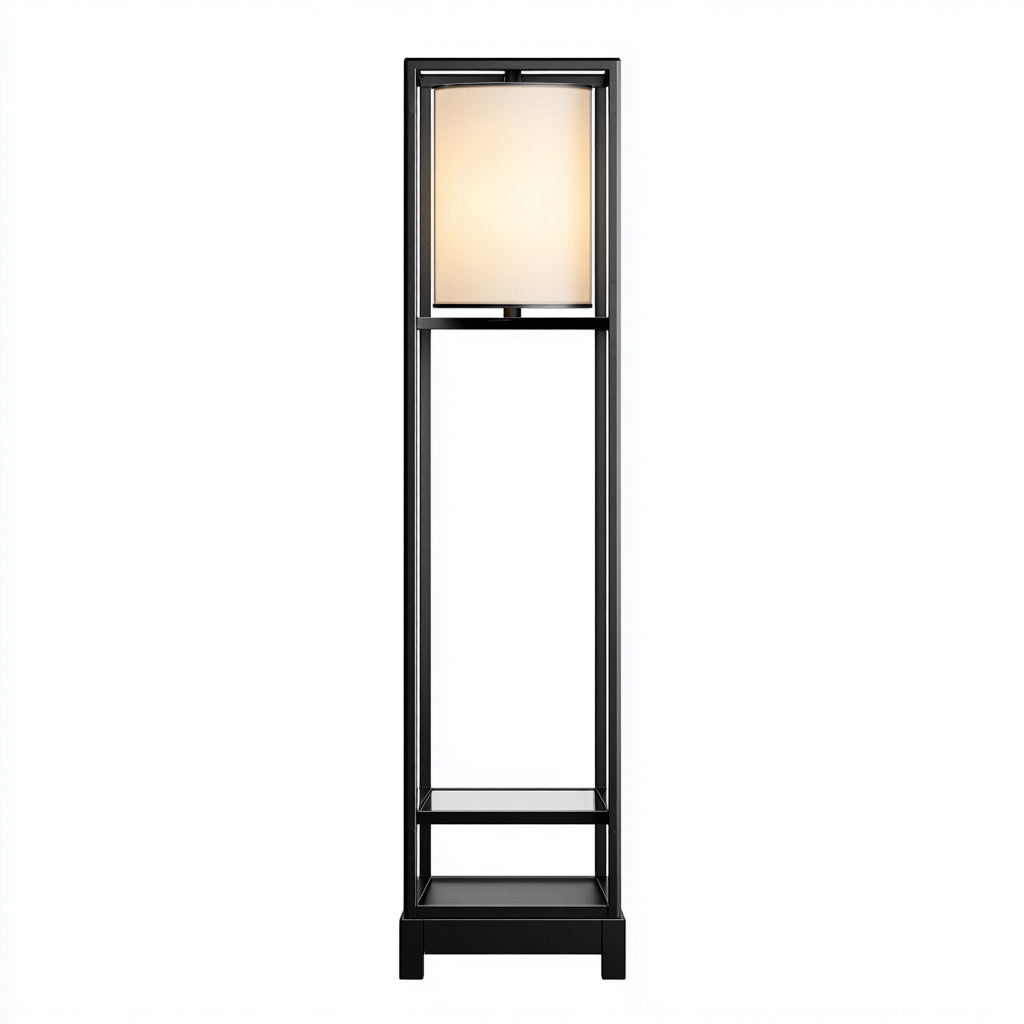 Lampada da terra in metallo e vetro 40x40x175 cm - nero - bianco - design moderno per soggiorno
