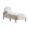 Letto singolo imbottito in tessuto con struttura in legno 200x90x110 cm - bianco - stile elegante per camera da letto