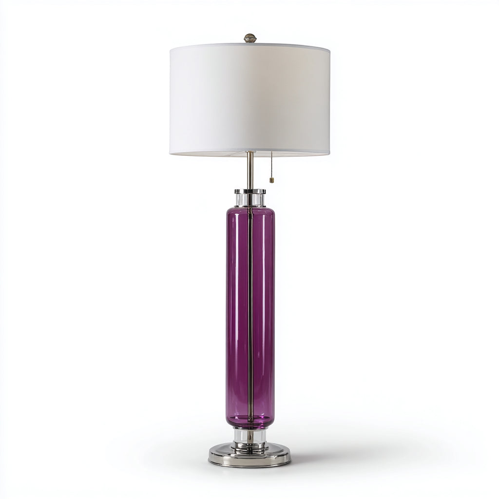 Lampada da terra in metallo e vetro 35x35x160 cm - viola - bianco - design moderno elegante per soggiorno