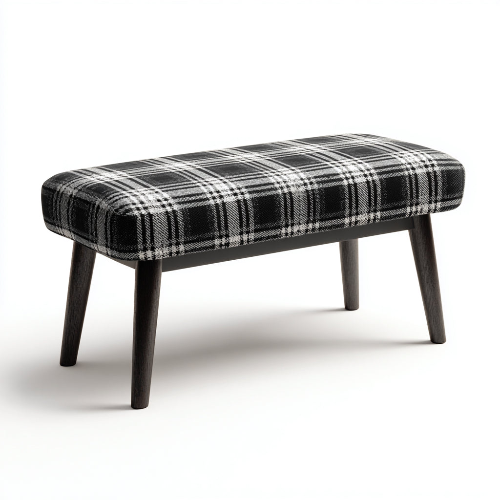 Panca per letto imbottita tessuto 120x40x45 cm - nero grigio - design moderno per camera da letto