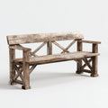 Panca da giardino in legno massello con schienale e braccioli 160x45x90 cm - grigio rovere - stile rustico per esterni