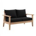 Divano da esterno divano a due posti legno tessuto 150x80x82 cm - naturale nero - design moderno per giardino