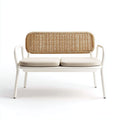 Divano da esterno divano a due posti rattan metallo 120x65x75 cm - bianco naturale - design moderno per giardino