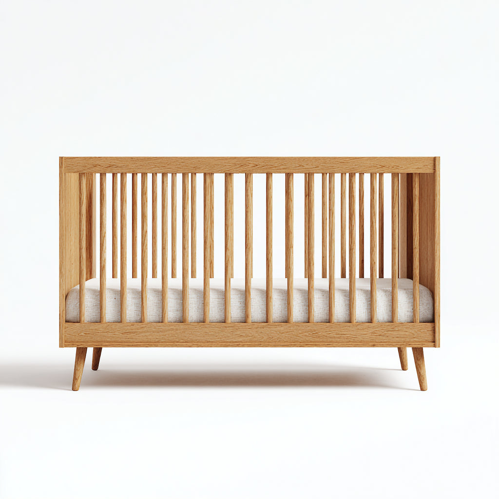 Lettino per bambini in legno massello con sponde a listelli 120x60x80 cm - naturale - stile nordico per cameretta