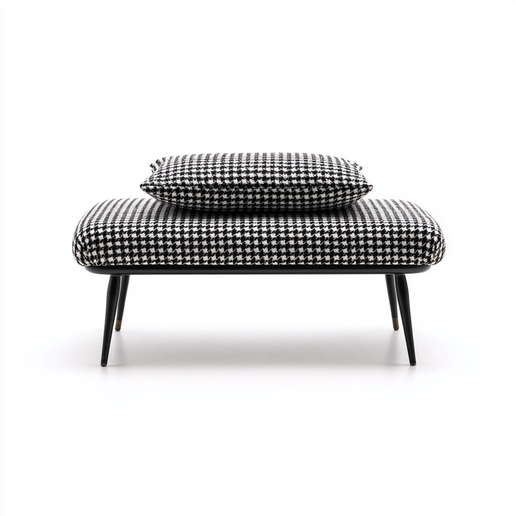 Panca per letto imbottita tessuto 120x40x45 cm - nero bianco - design moderno per camera da letto