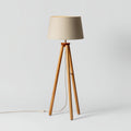 Lampada da terra in legno e tessuto 42x42x155 cm - naturale - beige - design moderno per soggiorno