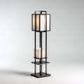 Lampada da terra in metallo e vetro 40x40x170 cm - nero - bianco - design moderno per soggiorno