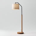 Lampada da terra in legno e metallo 40x40x165 cm - naturale - nero - design moderno funzionale per soggiorno