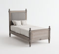 Letto singolo in legno con testiera imbottita 200x90x120 cm - grigio chiaro - stile classico per camera da letto