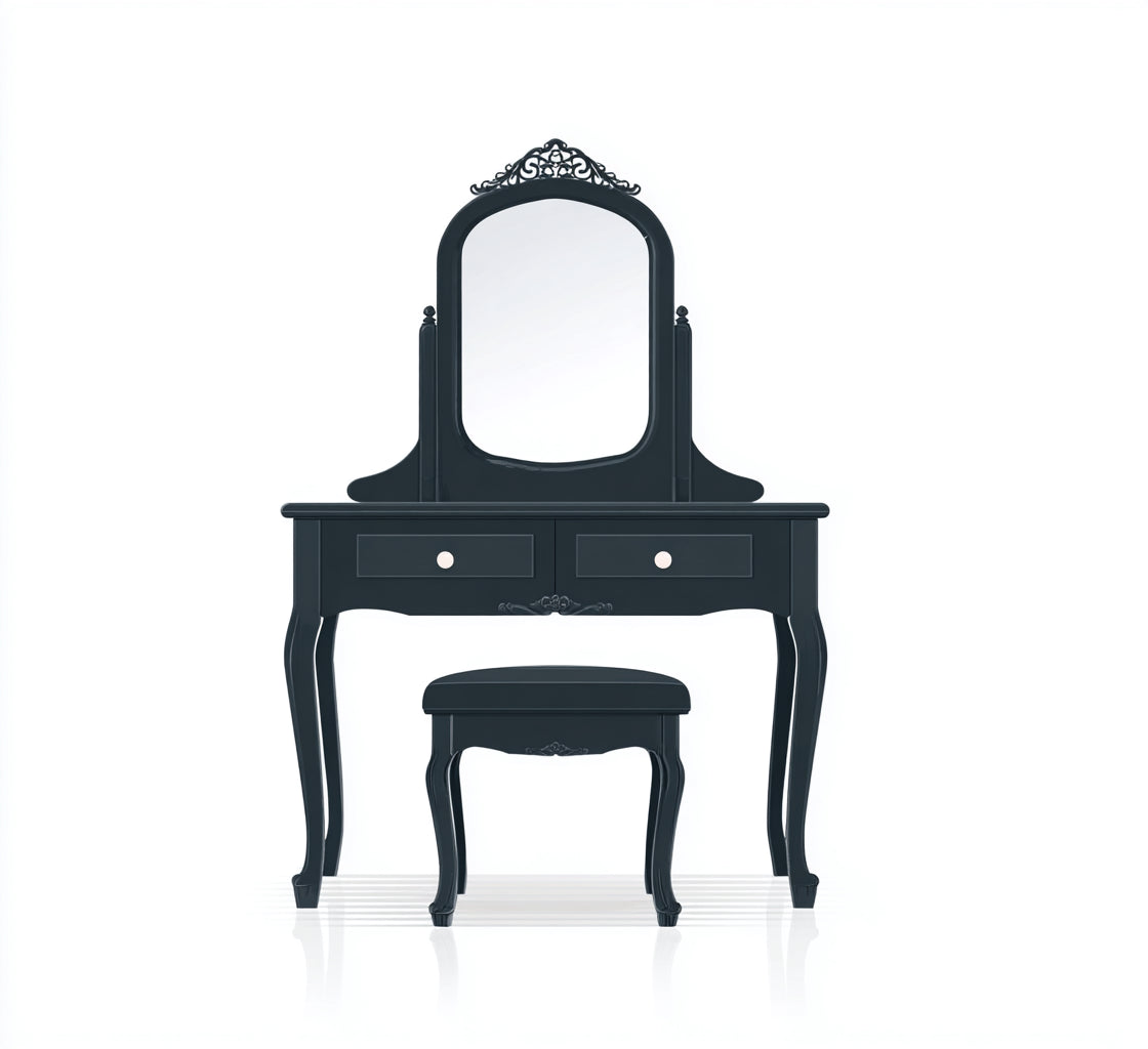 Toeletta con specchio legno e MDF 90x40x145 cm - nero - adatta alla camera da letto - design classico