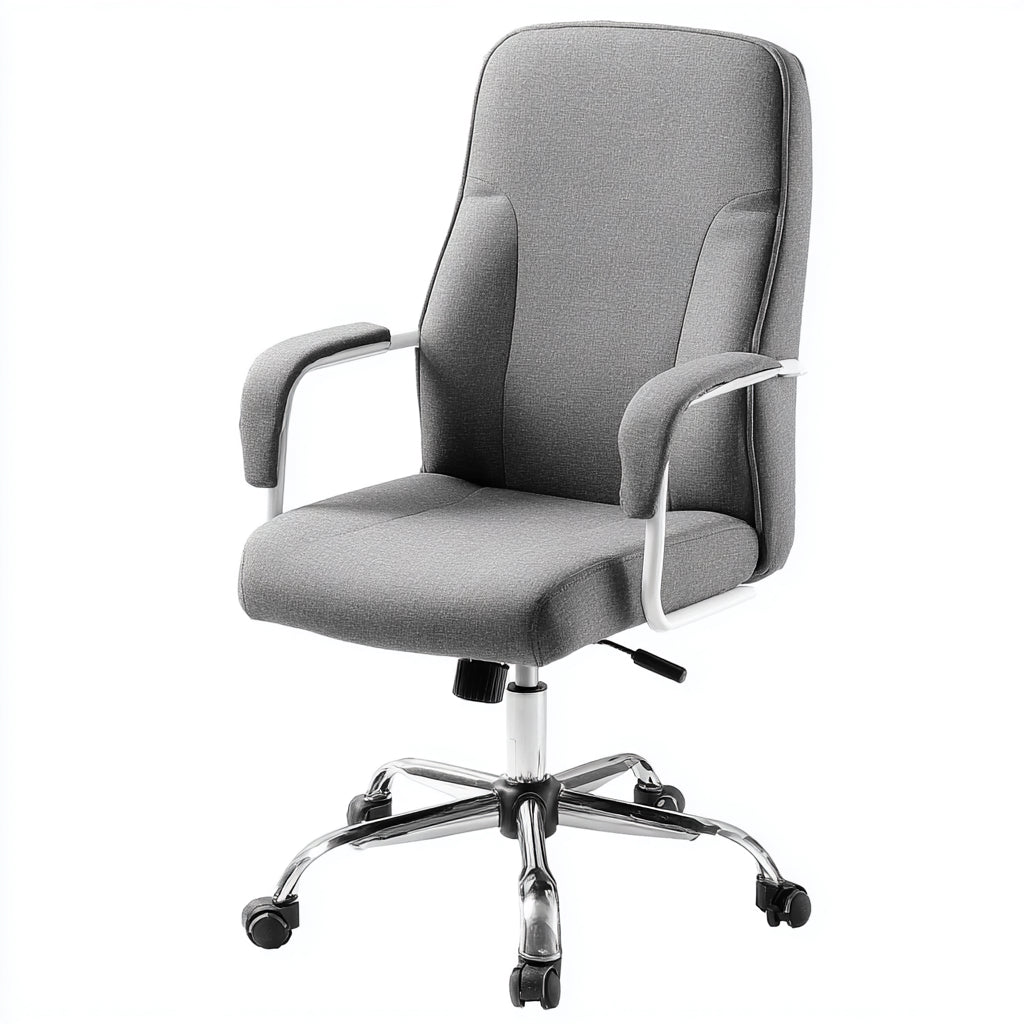 Sedia da ufficio imbottita in tessuto con braccioli 65x62x100 cm - grigio - design moderno per ufficio