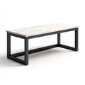 Tavolino da caffè rettangolare con piano effetto marmo 120x60x40 cm - metallo - bianco - nero - design moderno per soggiorno