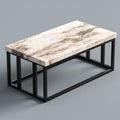 Tavolino da caffè rettangolare con piano effetto marmo 120x60x40 cm - metallo - beige - nero - design moderno per soggiorno