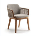 Sedia da giardino sedia legno tessuto intreccio con braccioli 58x56x82 cm - grigio - design moderno per esterno
