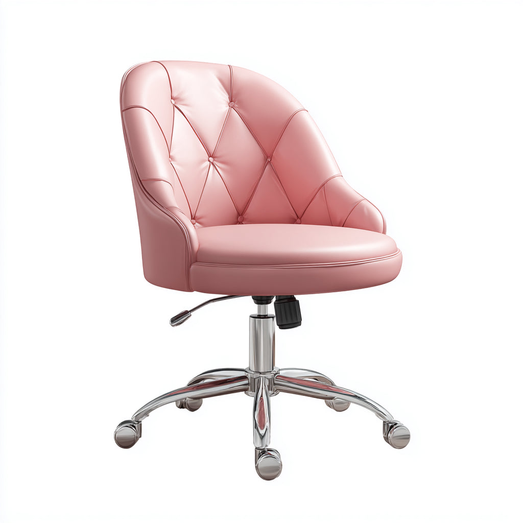 Sedia da ufficio imbottita in pelle sintetica 58x58x82 cm - rosa - design moderno per ufficio