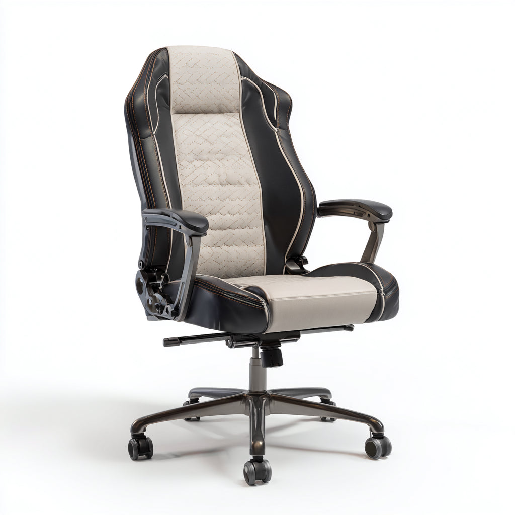 Sedia da ufficio imbottita in pelle sintetica 70x70x125 cm - nero - beige - design ergonomico per ufficio