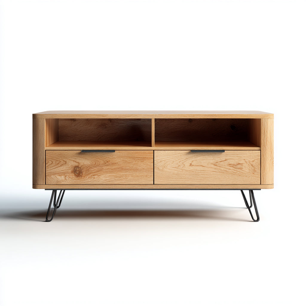Mobile TV in legno 140x40x55 cm - marrone chiaro-nero - design moderno per soggiorno