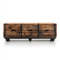 Mobile TV in legno e metallo 180x45x50 cm - marrone scuro-nero - stile industriale per soggiorno