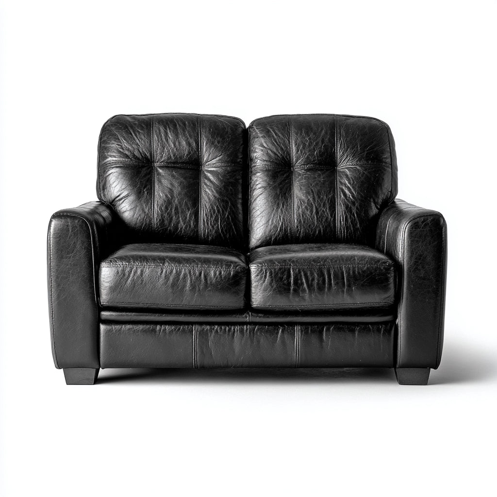 Divano a due posti in vera pelle 170x95x90 cm - nero - stile moderno per soggiorno