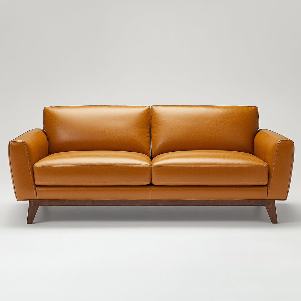 Divano a due posti in vera pelle 180x90x85 cm - marrone - design moderno per soggiorno