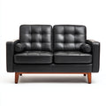 Divano a due posti in vera pelle 160x88x82 cm - nero - stile moderno per soggiorno