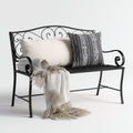 Panca da giardino in metallo con schienale decorativo e braccioli 150x45x85 cm - nero - stile classico per esterni