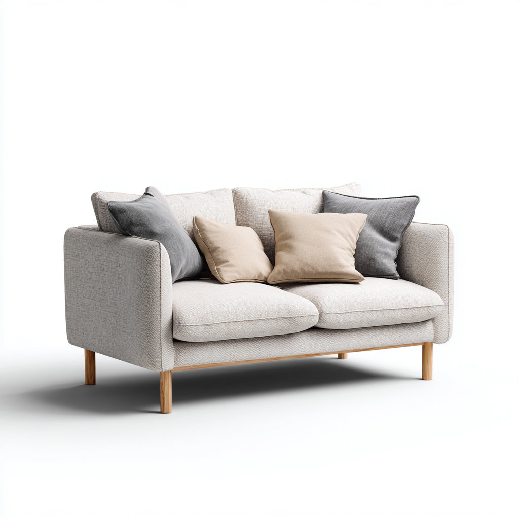 Divano a due posti in tessuto 165x90x85 cm - beige - stile moderno per soggiorno