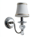 Applique da parete in metallo vetro e tessuto 14x20x32 cm - bianco e cromo - illuminazione decorativa stile classico