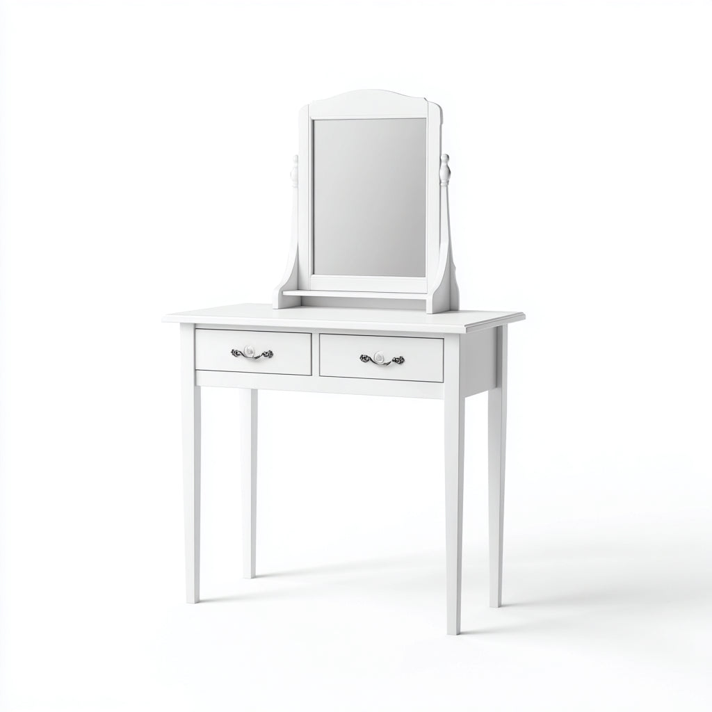 Toeletta con specchio legno e MDF 80x40x130 cm - bianco - adatta alla camera da letto - design classico