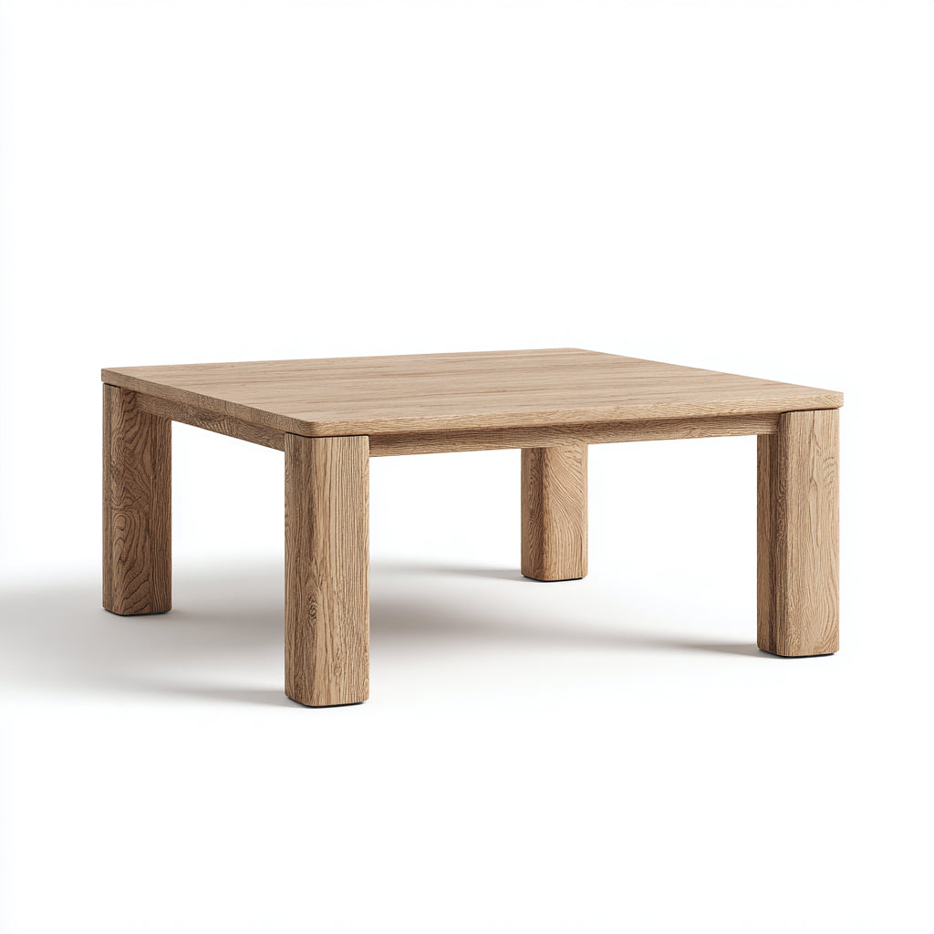 Tavolino da caffè quadrato in legno 100x90x40 cm - legno naturale - design moderno per soggiorno