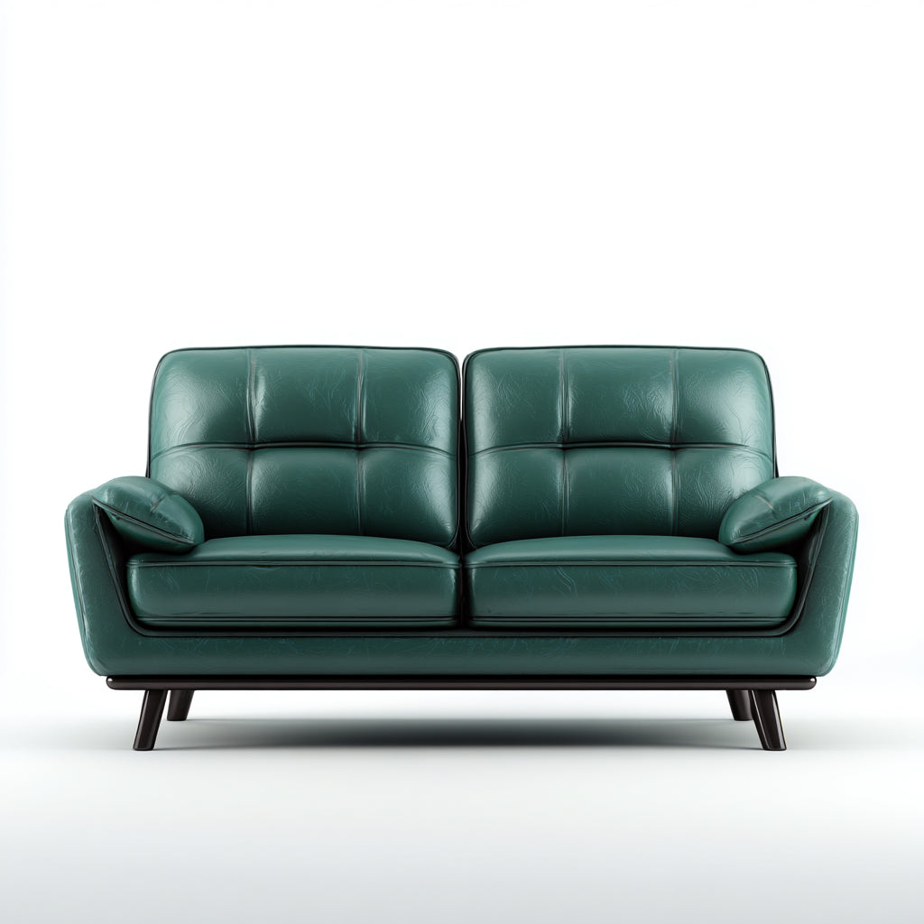 Divano a due posti in vera pelle 165x85x80 cm - verde - stile moderno per soggiorno