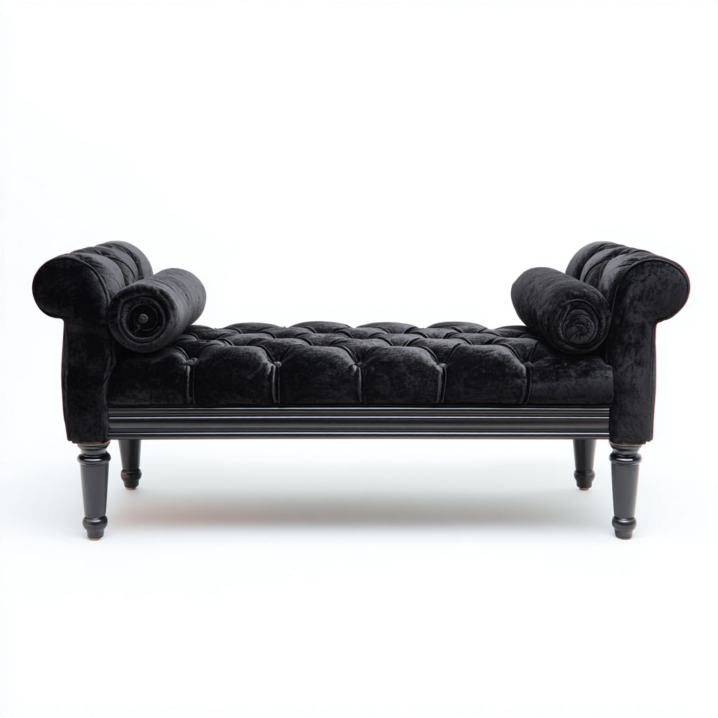 Panca per letto imbottita tessuto 130x45x50 cm - nero - design classico per camera da letto