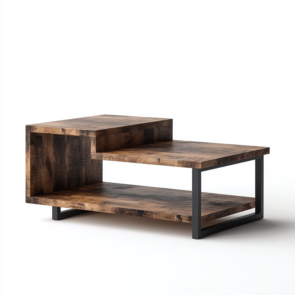 Mobile TV in legno e metallo 120x50x45 cm - marrone scuro-nero - stile industriale per soggiorno