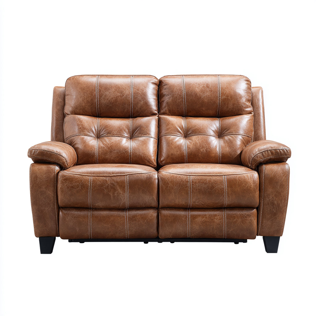 Divano a due posti in vera pelle 165x95x100 cm - marrone - design confortevole per soggiorno