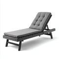 Lettino da sole per esterni struttura intrecciata in rattan sintetico tessuto 200x70x85 cm - grigio - design moderno adatto per uso outdoor