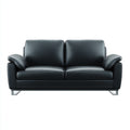 Divano a due posti in vera pelle 160x90x85 cm - nero - stile contemporaneo per soggiorno