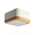 Lampada da soffitto quadrata in metallo e legno 30x30x10 cm - bianco-naturale - design moderno per soggiorno e camera