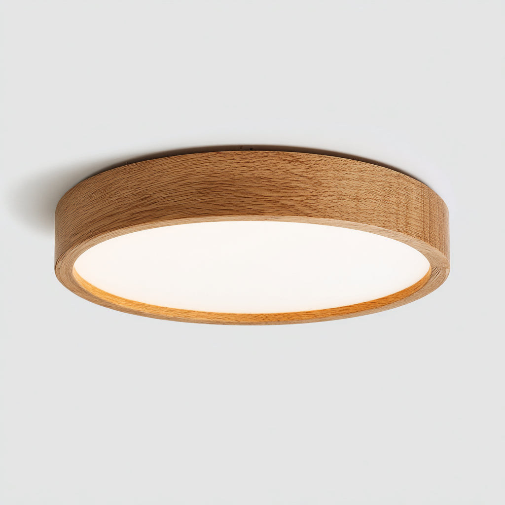 Lampada da soffitto in legno con diffusore opale 38x38x9 cm - marrone - design naturale per soggiorno e camera
