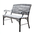 Panca da giardino in intreccio sintetico e metallo con schienale e braccioli 140x55x85 cm - grigio - stile classico per esterni