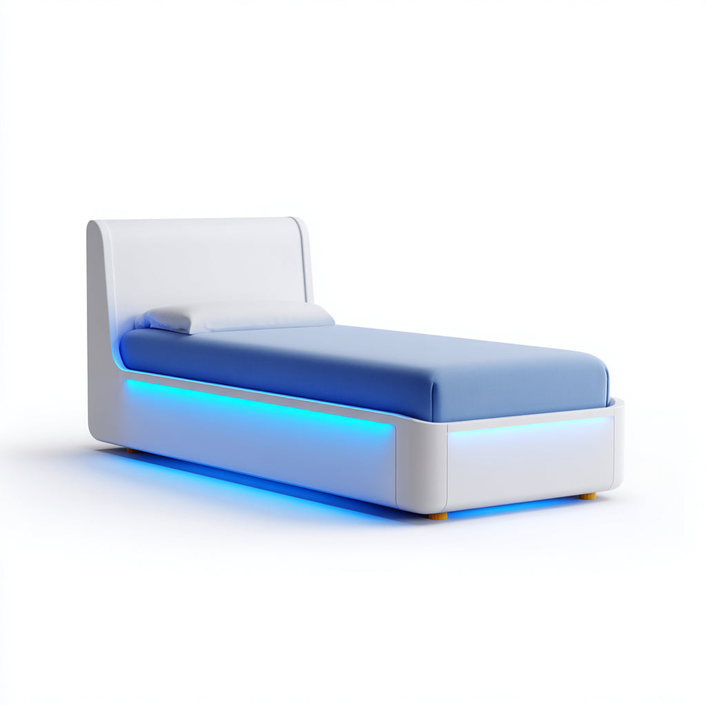 Letto singolo moderno con illuminazione LED 200x90x95 cm - bianco - design contemporaneo per camera da letto