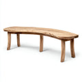 Panca da giardino in legno massello curvata senza schienale 160x40x45 cm - naturale - stile organico per esterni