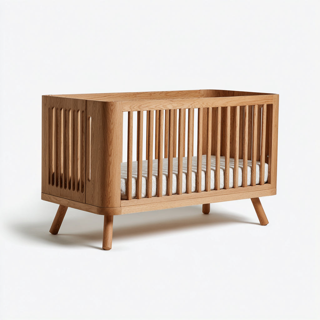 Lettino per bambini in legno massello 120x60x80 cm - legno naturale - per cameretta - design scandinavo