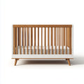 Lettino per bambini in legno 120x60x80 cm - bianco e legno naturale - per cameretta - design nordico