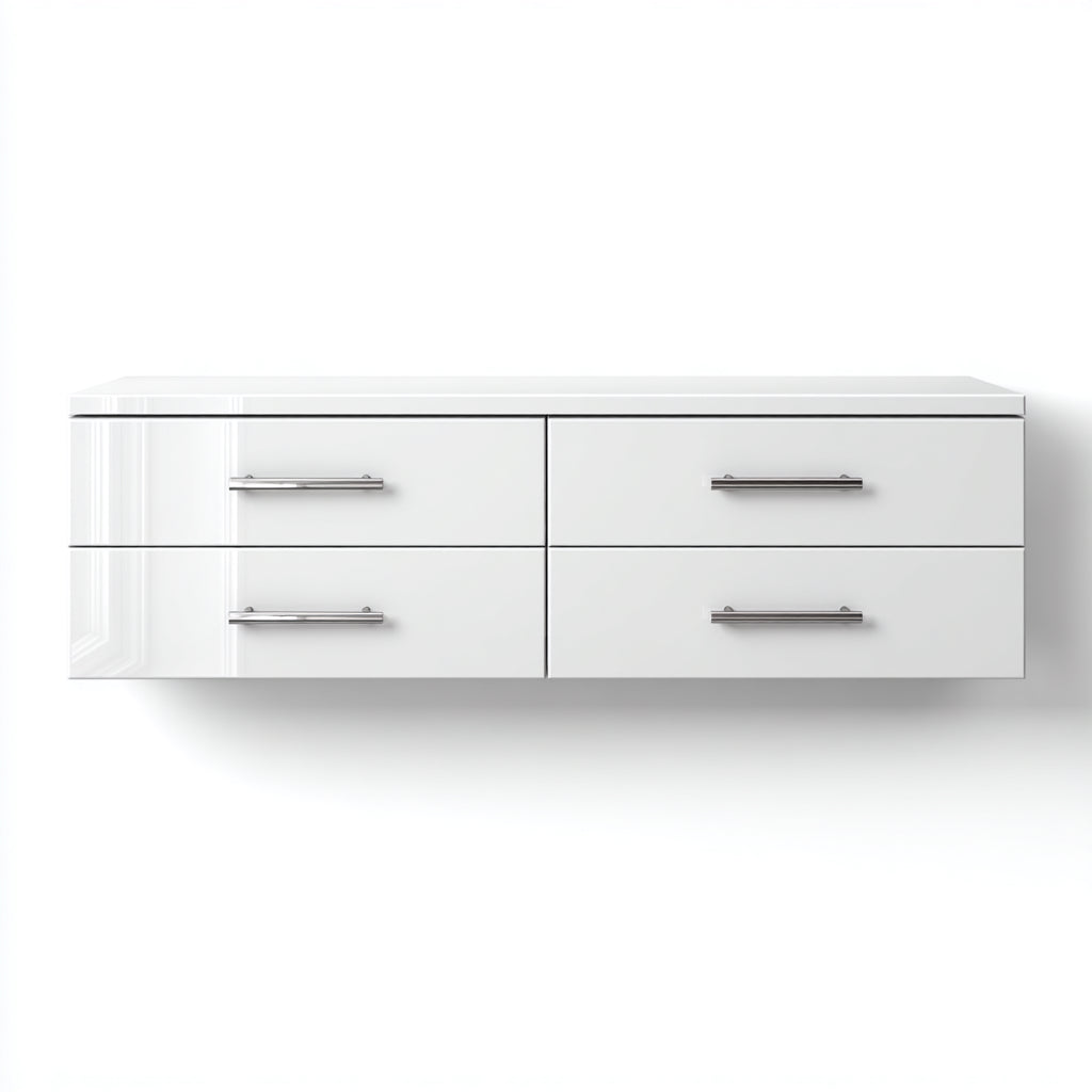 Mobile TV sospeso in pannelli 160x40x35 cm - bianco - design moderno per soggiorno