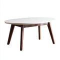 Tavolino da caffè ovale in legno 120x60x40 cm - legno - bianco - marrone - design moderno per soggiorno
