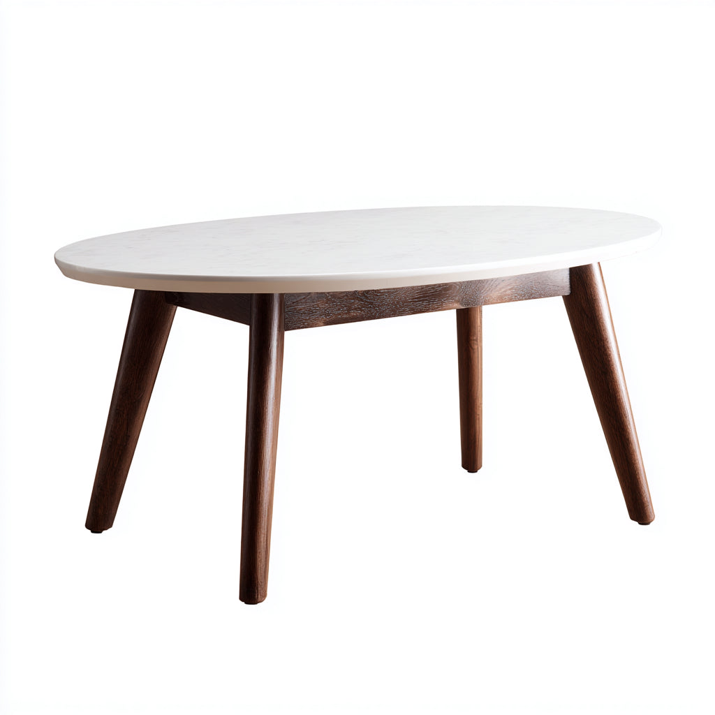 Tavolino da caffè ovale in legno 120x60x40 cm - legno - bianco - marrone - design moderno per soggiorno