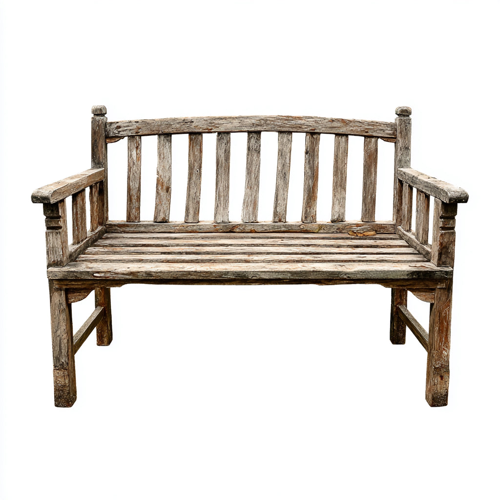 Panca da giardino in legno massello con schienale e braccioli 150x50x90 cm - grigio rovere - stile rustico per esterni