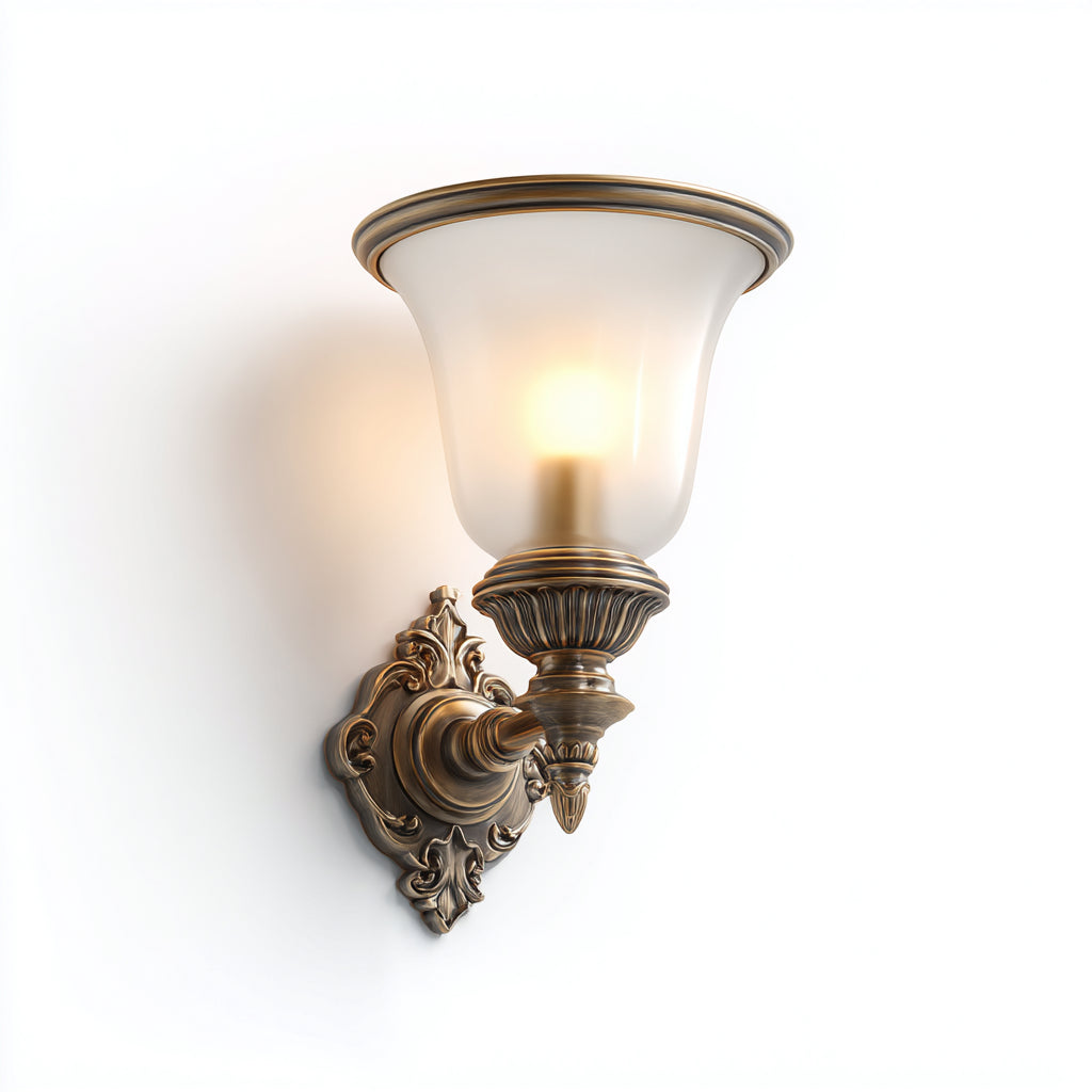 Applique classica da parete in metallo e vetro 20x25x35 cm - bronzo antico - per interni illuminazione decorativa stile tradizionale