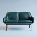 Divano a due posti in vera pelle 160x80x78 cm - verde scuro - design moderno per soggiorno